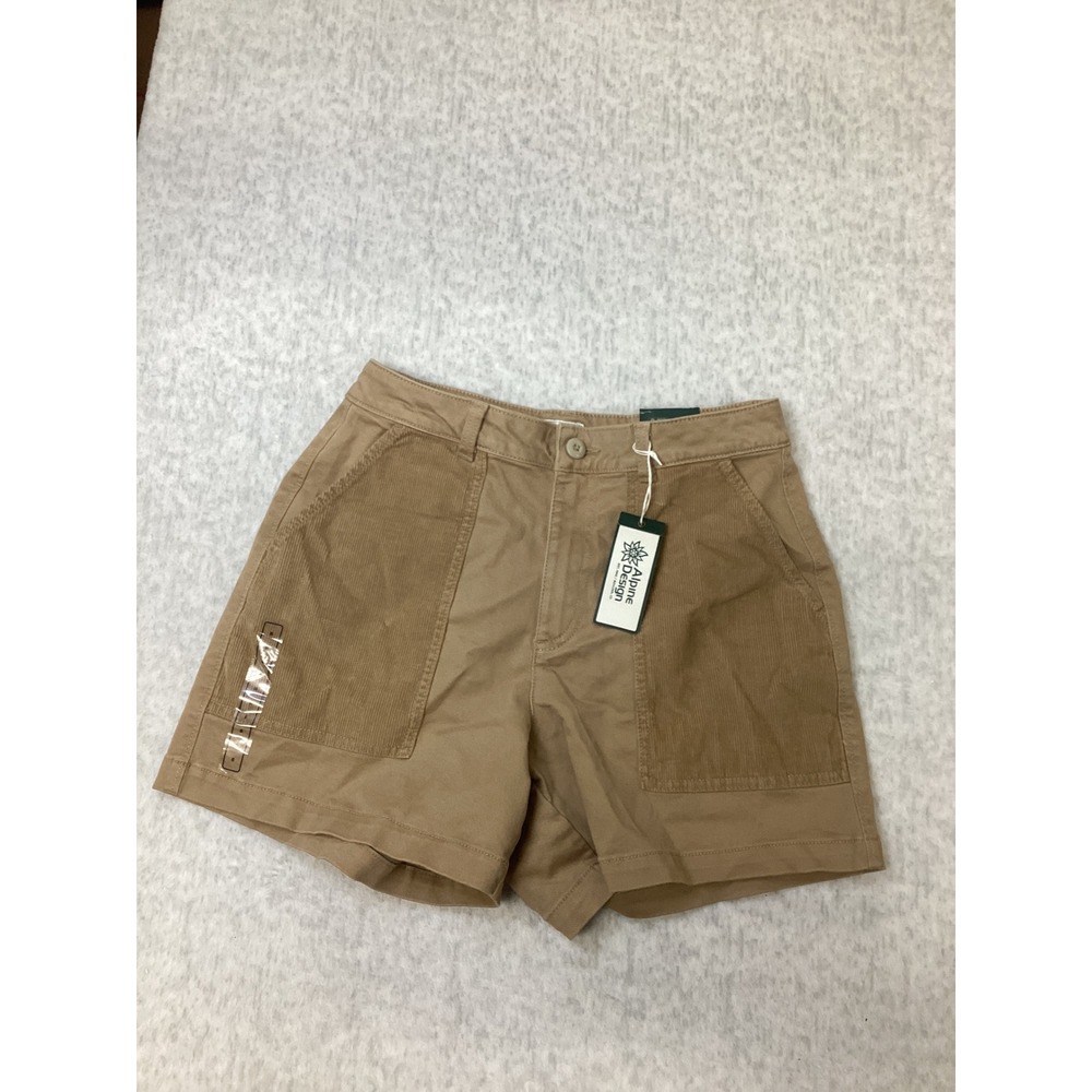 Alpine Design Womens Sahara Sand Mixed Fabric Corduroy Utility Shorts Size 8 NEW